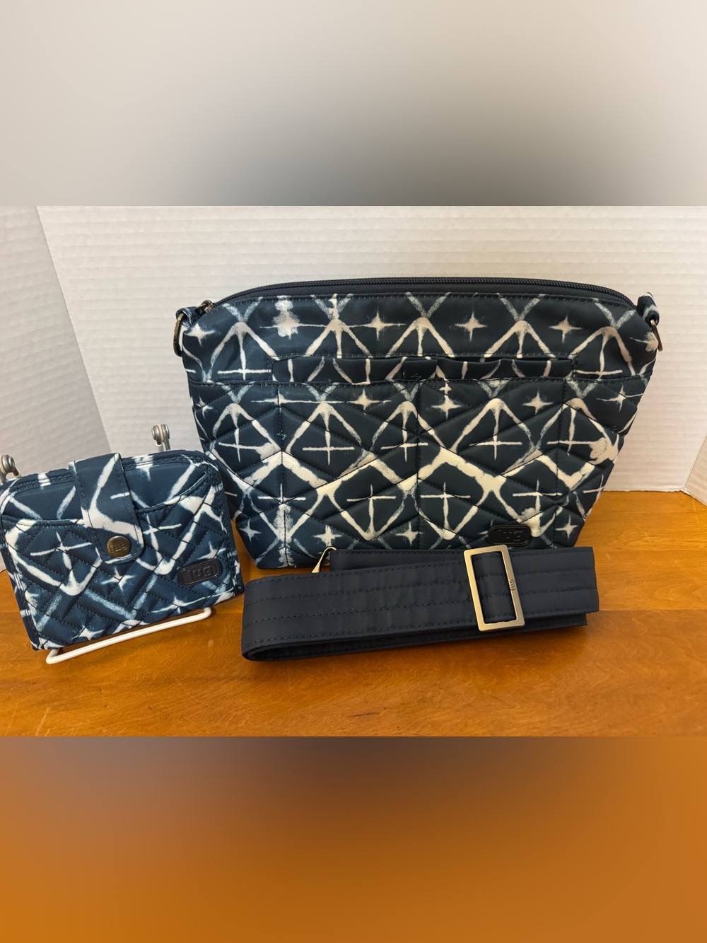 Lug Flare Crossbody Bag and Matching Minuet Wallet in Diamond Navy